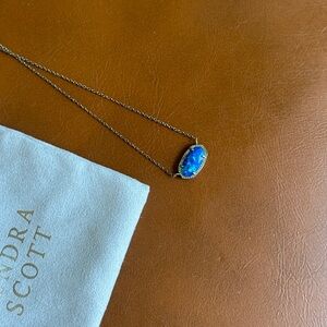 Kendra Scott Iridescent Blue Oval Necklace